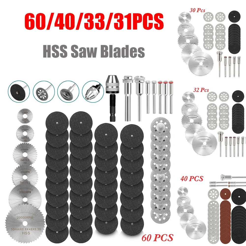 Cordless Rotary Tool Kit Accessories - 60/40/32/30/12/7/6PCS Diamant Slijpschijven Metaal Zaagblad Set
