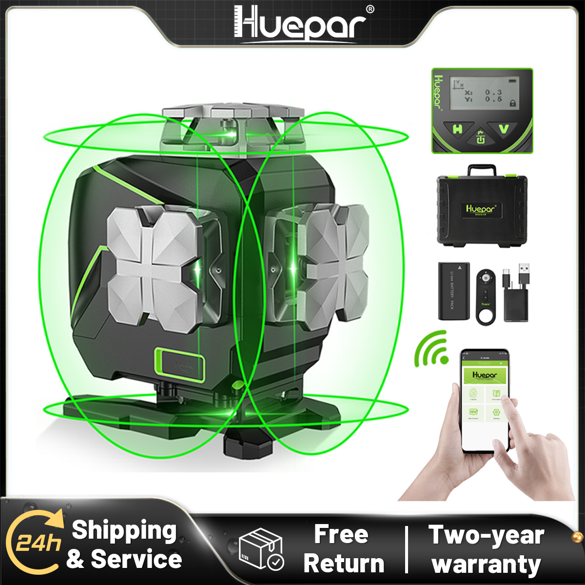 Huepar S04CG-A 16 lijnen 4D kr - Laser Level 16 Lines 4D Green recensie en prijs